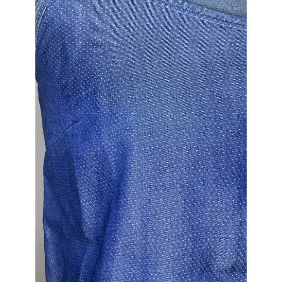 Denim Look tiny white Dot Spaghetti Strap Flounce Bottom Ruffle Tank Top Size XS - Picture 5 of 6